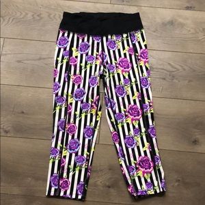 Betsey Johnson floral striped yoga capris